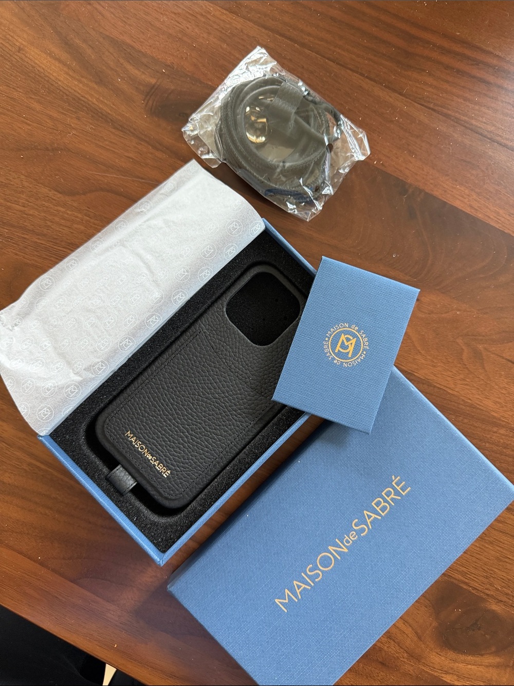 Maison de SABRÉ Black Leather iPhone 13 Pro Case with Strap